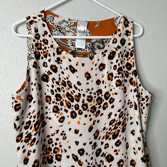 Chicos Reversible Floral Animal Print Tank Top Size 2 US Large 12/14 Orange - Picture 8 of 13